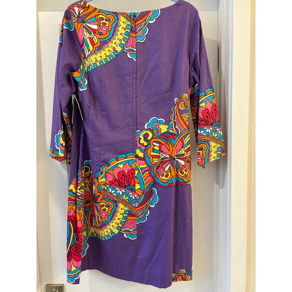 Lilly Pulitzer SHAUNA PRINTED DRESS POP Purple Optical Confusion Size 12 NWT - Picture 2 of 7